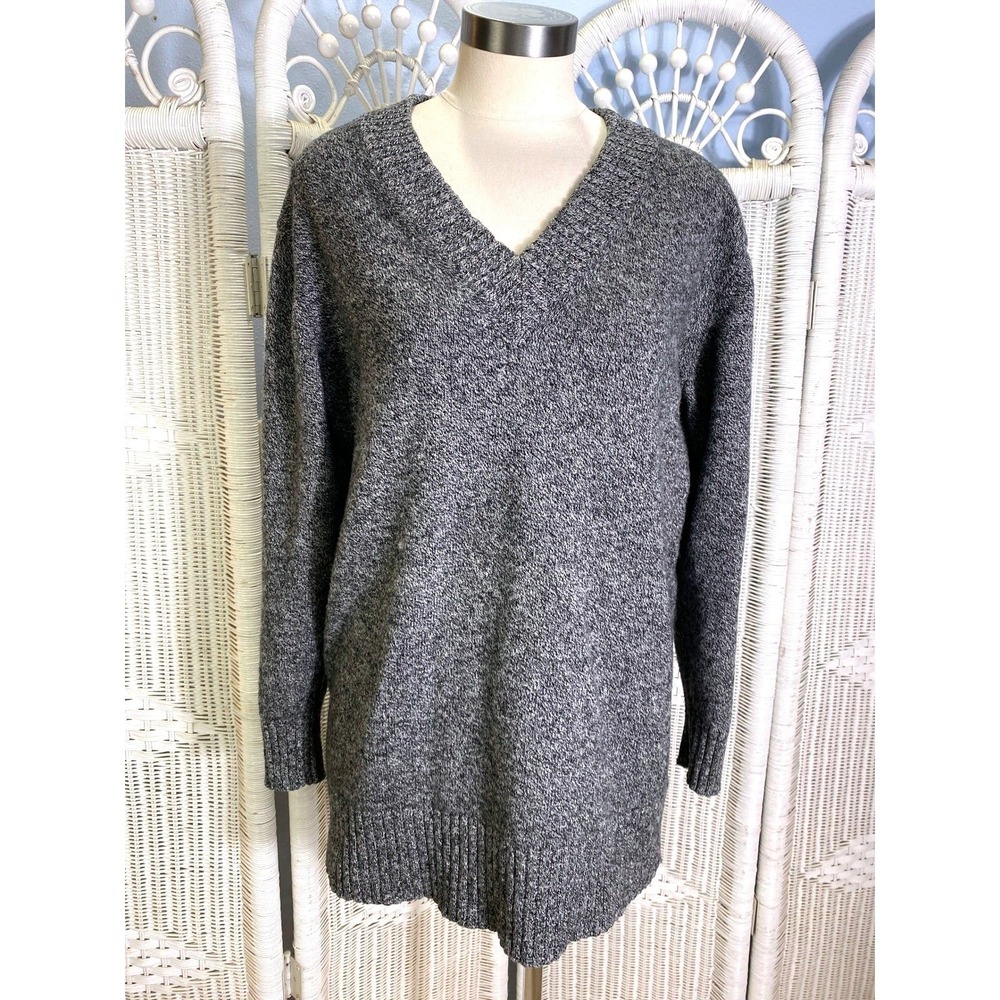 Athleta Vital Gray Marled Wool Cashmere V-Neck Tunic Sweater M